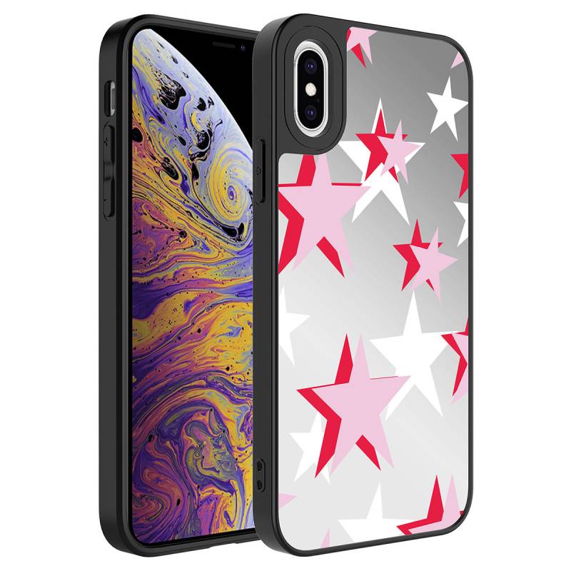 Apple iPhone XS 5.8 Case Mirror Patterned Camera Protected Glossy Zore Mirror Cover - 8