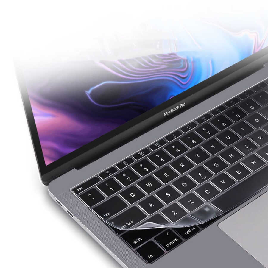 Apple Macbook 13' Pro Touch Bar A1706 Zore Klavye Koruyucu Şeffaf Silikon Ped - 2