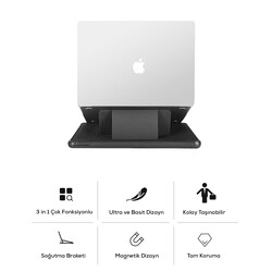 Apple Macbook 16.2' 2021 Wiwu Defender Stand Case Taşınabilir Standlı Magnetik PU Laptop Çantası - 16