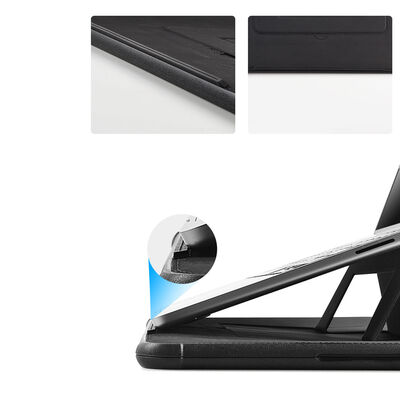 Apple Macbook Pro 14.2 2023 A2779 Wiwu Defender Stand Case Taşınabilir Standlı Magnetik PU Laptop Çantası - 18