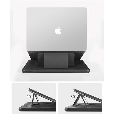 Apple Macbook Pro 14.2 2023 A2779 Wiwu Defender Stand Case Taşınabilir Standlı Magnetik PU Laptop Çantası - 8