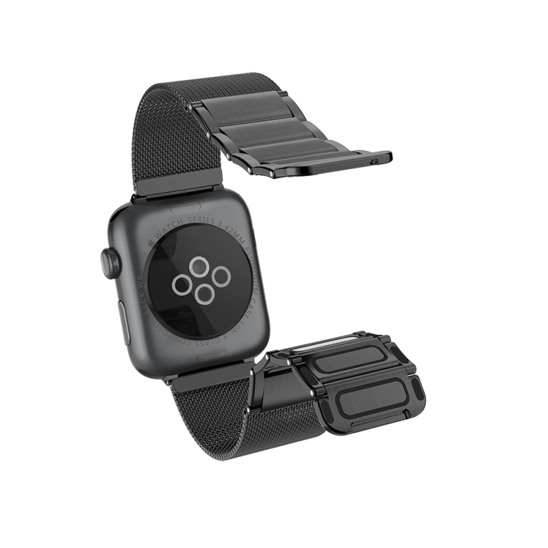 Apple Watch 10 42mm Raptic Classic Plus Serisi Magnetik Metal Hasır Kordon - 3