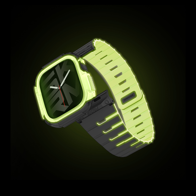 Apple Watch 10 42mm Skinarma Nightglow Atom TPU Kasa Koruyucu + Gemini Silikon Kordon - 5