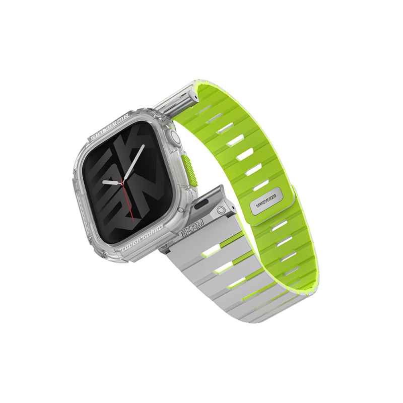 Apple Watch 10 42mm Skinarma Nightglow Atom TPU Kasa Koruyucu + Gemini Silikon Kordon - 1