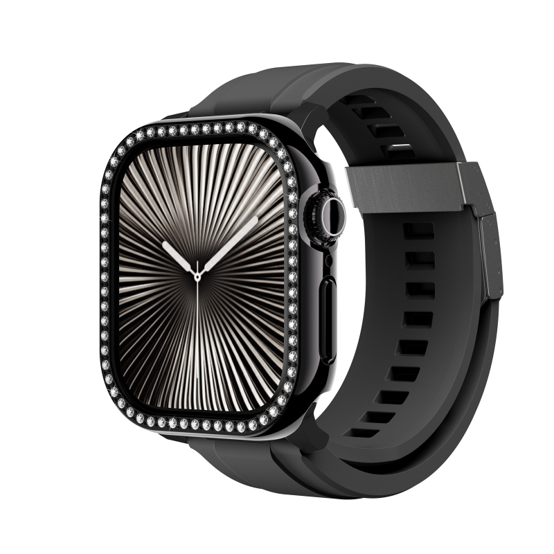 Apple Watch 10 46mm Amazingthing Gleam Fit FullGuard Taşlı Sert PC Kasa ve Ekran Koruyucu - 2
