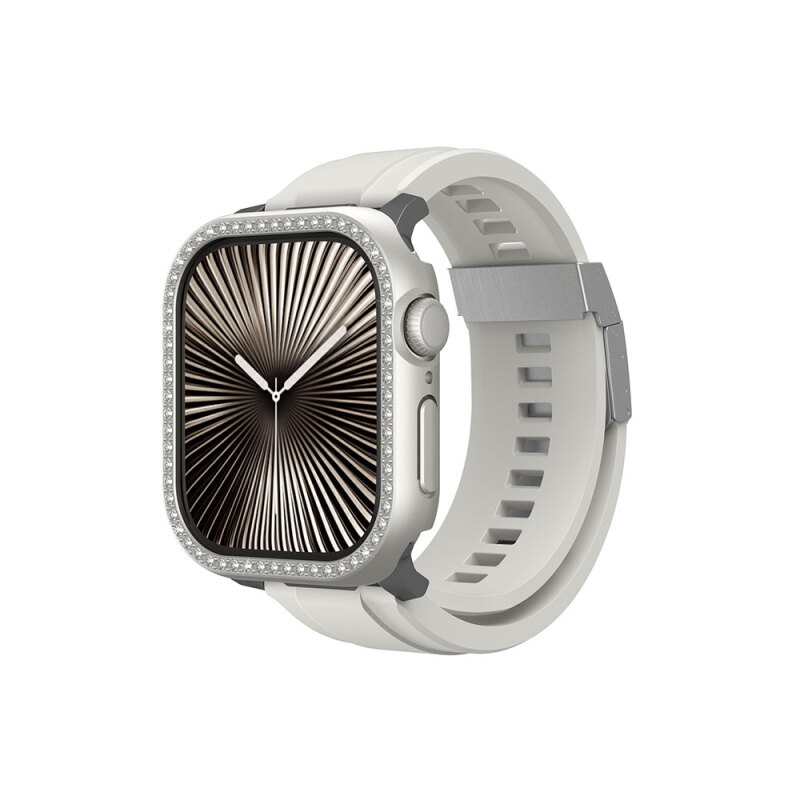 Apple Watch 10 46mm Amazingthing Gleam Fit FullGuard Taşlı Sert PC Kasa ve Ekran Koruyucu - 22