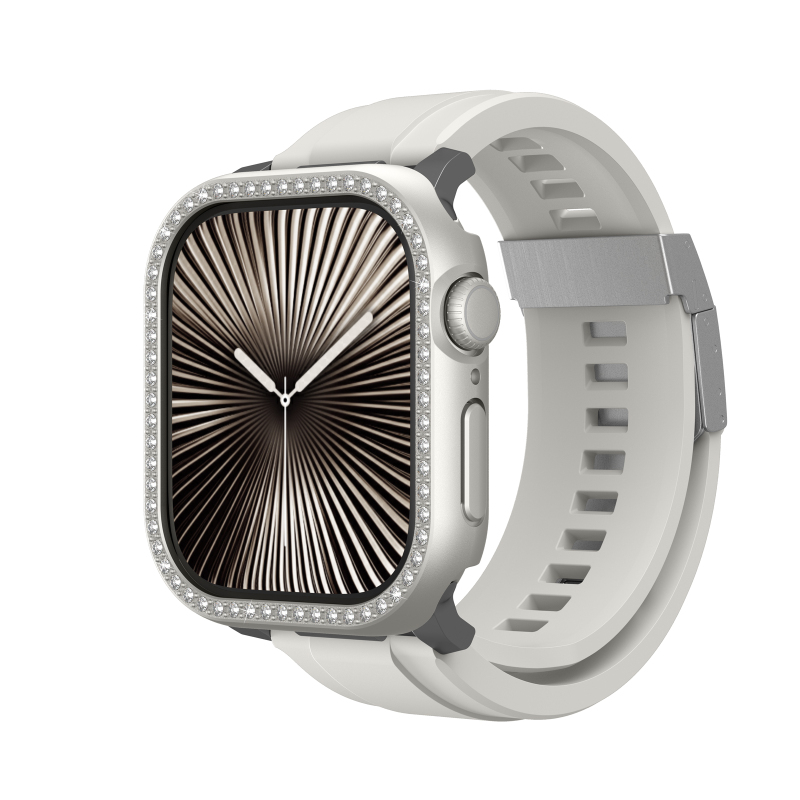 Apple Watch 10 46mm Amazingthing Gleam Fit FullGuard Taşlı Sert PC Kasa ve Ekran Koruyucu - 4