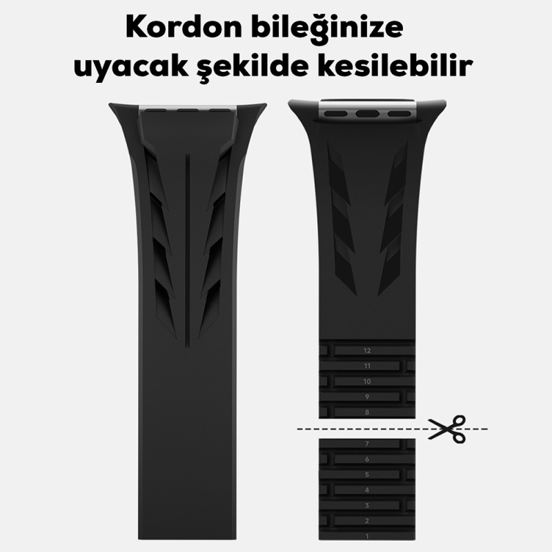 Apple Watch 10 46mm KRD-127 Metal Tokalı Silikon Kordon - 24