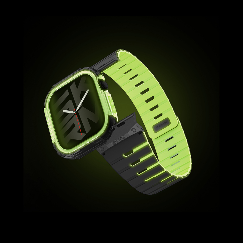 Apple Watch 10 46mm Skinarma Nightglow Atom TPU Case Protector + Gemini Silicone Band - 5