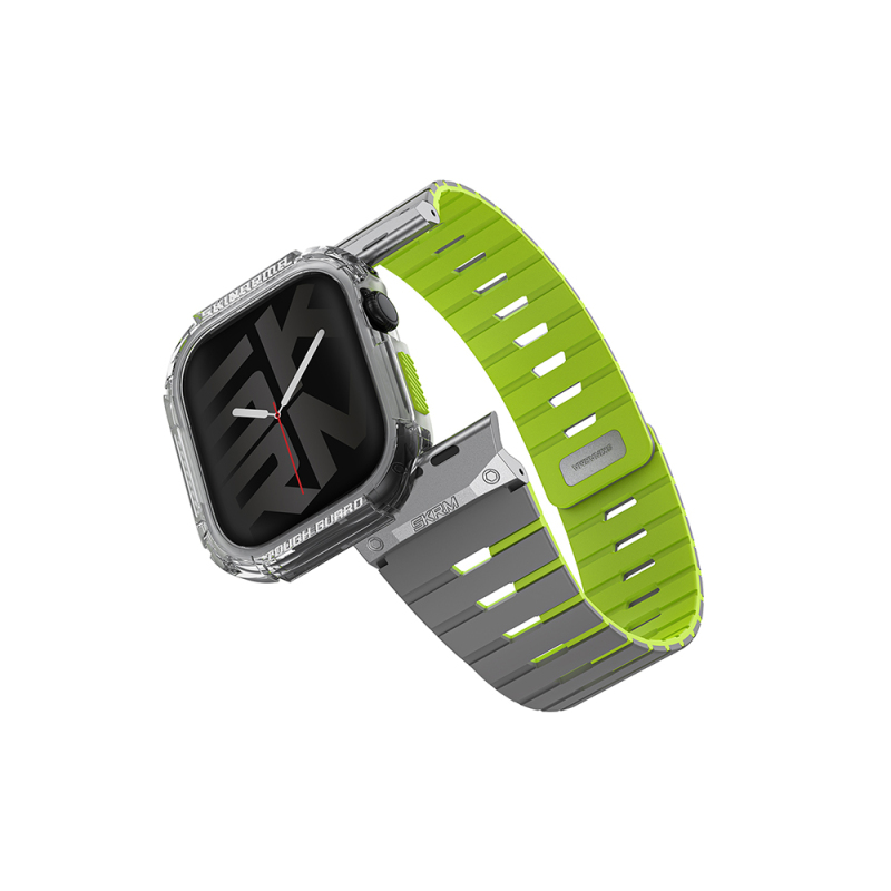 Apple Watch 10 46mm Skinarma Nightglow Atom TPU Case Protector + Gemini Silicone Band - 1