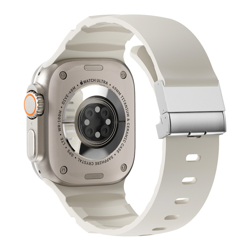 Apple Watch 10 46mm Zore KRD-145 Metal Tokalı Silikon Kordon - 1