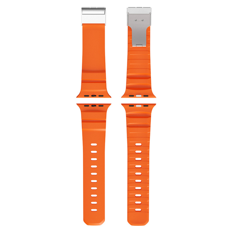 Apple Watch 10 46mm Zore KRD-145 Metal Tokalı Silikon Kordon - 8
