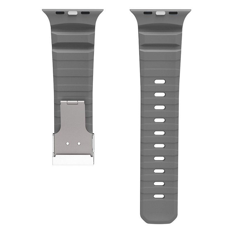 Apple Watch 10 46mm Zore KRD-145 Metal Tokalı Silikon Kordon - 11