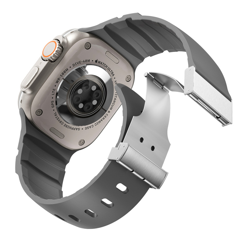 Apple Watch 10 46mm Zore KRD-145 Metal Tokalı Silikon Kordon - 13
