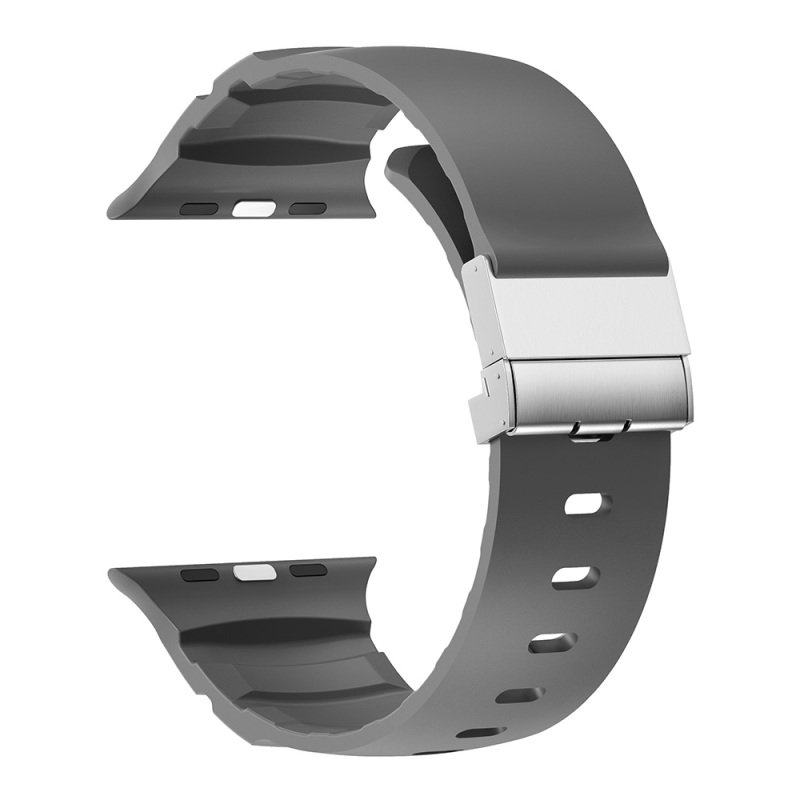 Apple Watch 10 46mm Zore KRD-145 Metal Tokalı Silikon Kordon - 14
