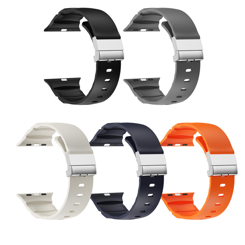 Apple Watch 10 46mm Zore KRD-145 Metal Tokalı Silikon Kordon - 27