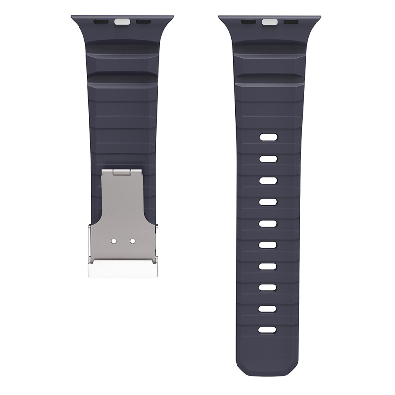 Apple Watch 10 46mm Zore KRD-145 Metal Tokalı Silikon Kordon - 15