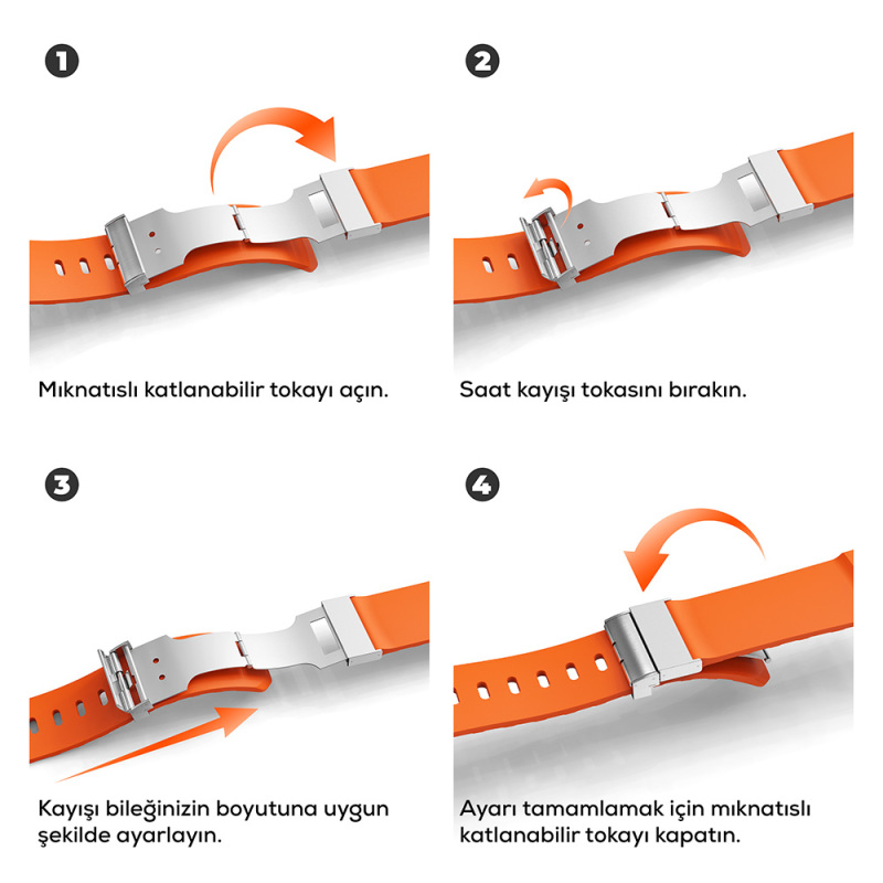 Apple Watch 10 46mm Zore KRD-145 Metal Tokalı Silikon Kordon - 29