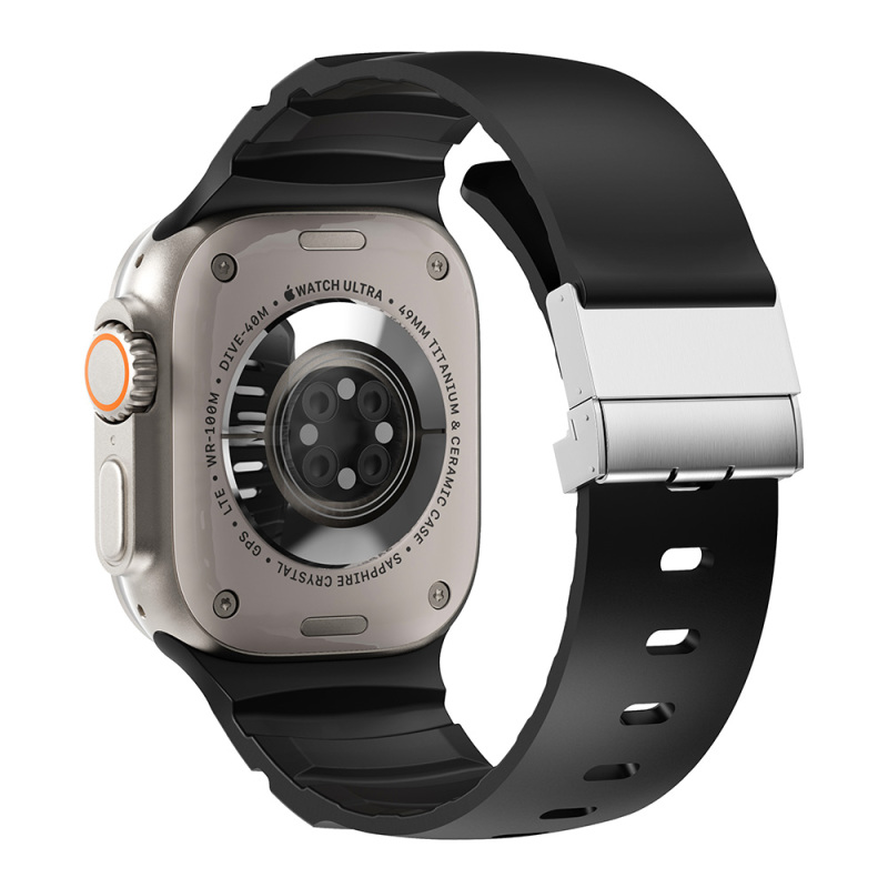 Apple Watch 10 46mm Zore KRD-145 Metal Tokalı Silikon Kordon - 3