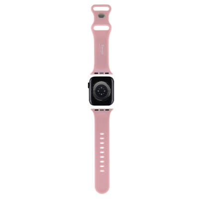 Apple Watch 38mm Hello Kitty Orjinal Lisanslı Yazı Logolu Fiyonk & Kitty Head Silikon Kordon - 13