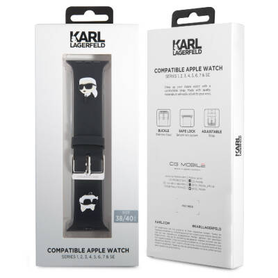 Apple Watch 38mm Karl Lagerfeld Original Licensed Iconic Karl & Choupette Logo Silicone Band - 5