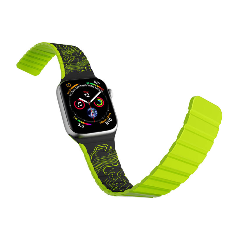 Apple Watch 38mm Kordon Youngkit Technological Magnetik Tak Çıkar Silikon Strap Kayış - 8