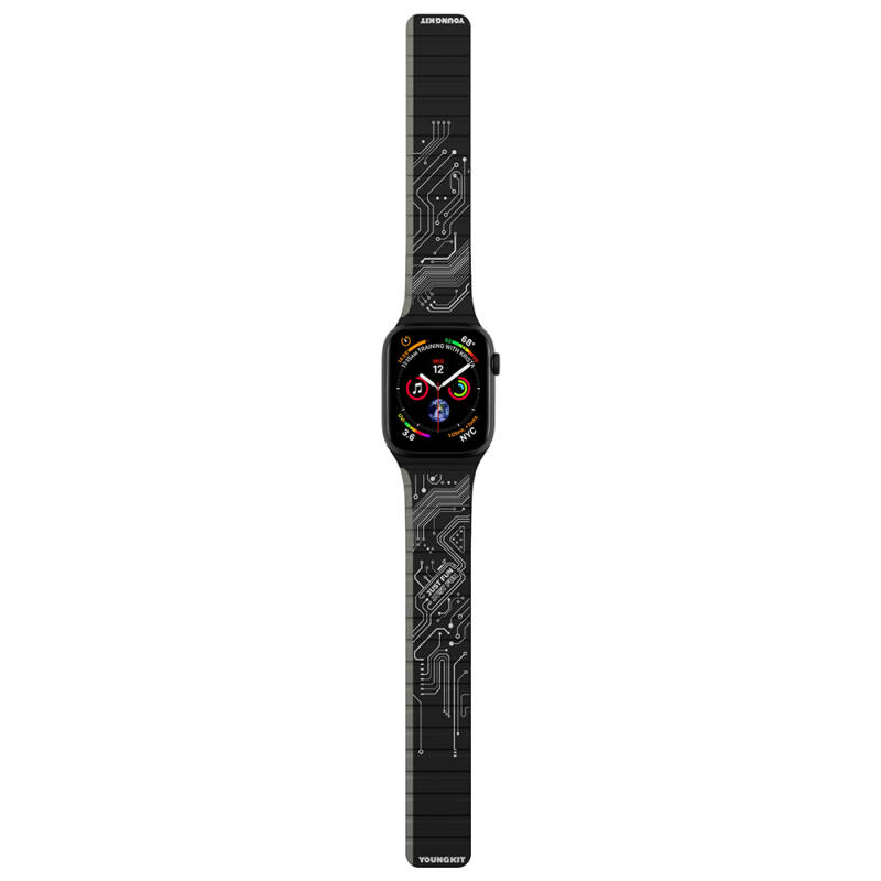 Apple Watch 40mm Kordon Youngkit Technological Magnetik Tak Çıkar Silikon Strap Kayış - 3