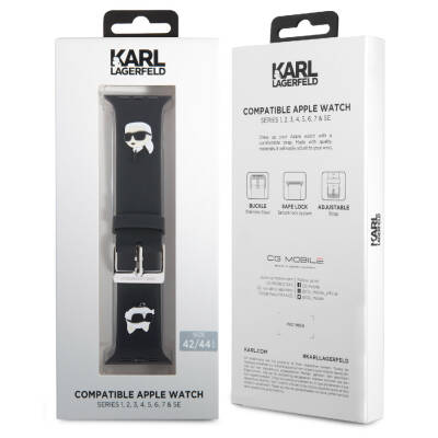 Apple Watch 42mm Karl Lagerfeld Original Licensed Iconic Karl & Choupette Logo Silicone Band - 9