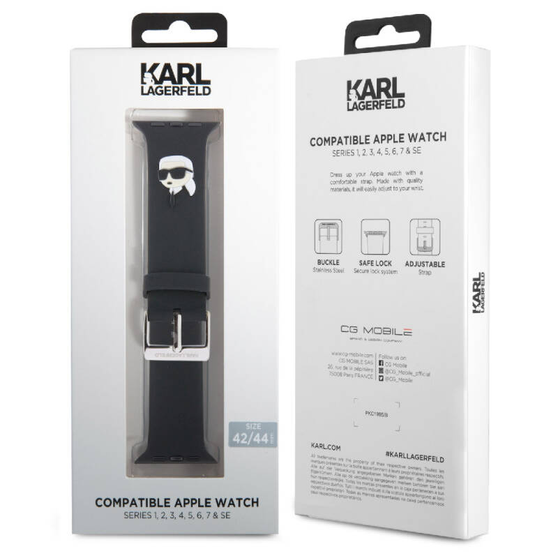 Apple Watch 42mm Karl Lagerfeld Original Licensed Iconic Karl Head Logo Silicone Band - 5