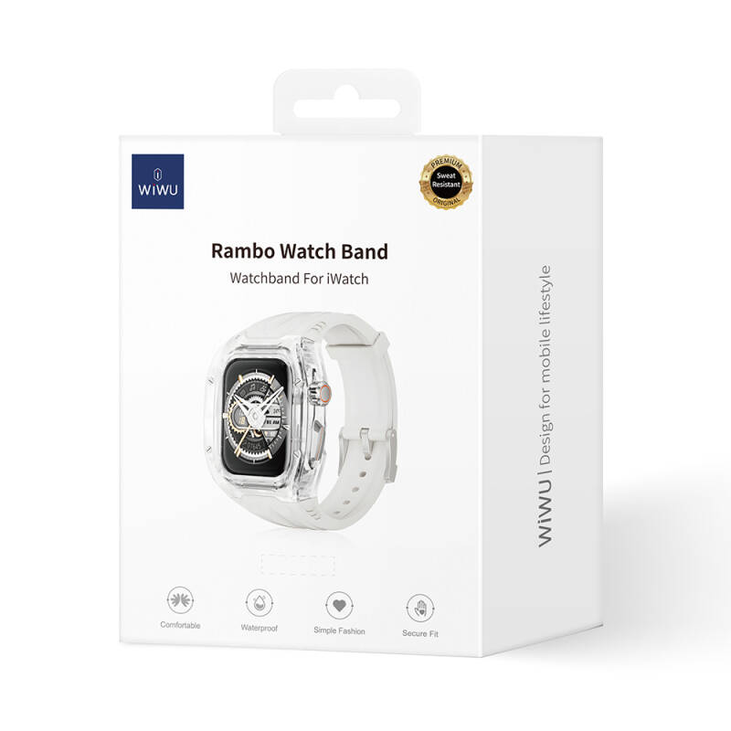 Apple Watch 42mm Wiwu Wi-WB013 Rambo Serisi 2in1 Şeffaf PC Kasa Koruyuculu Kauçuk Kordon - 15