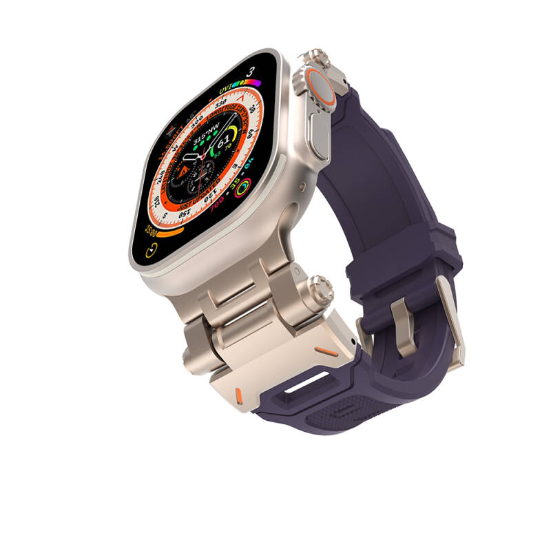 Apple Watch 42mm Zore KRD-108 Metal Başlıklı Silikon Kordon - 12