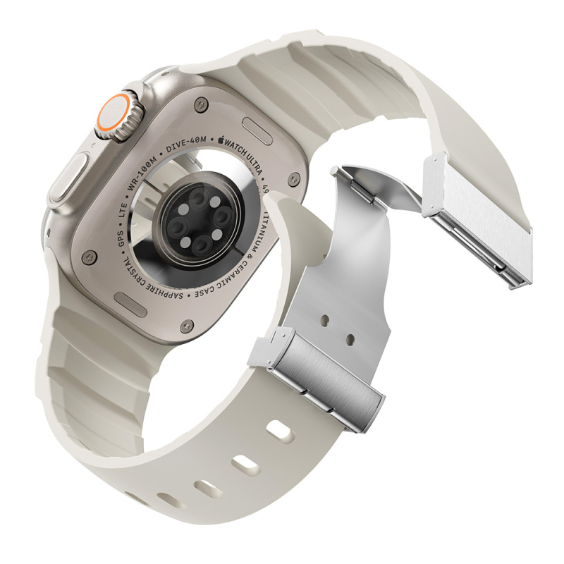 Apple Watch 42mm Zore KRD-145 Metal Tokalı Silikon Kordon - 21