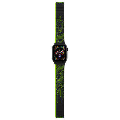 Apple Watch 44mm Kordon Youngkit Technological Magnetik Tak Çıkar Silikon Strap Kayış - 4