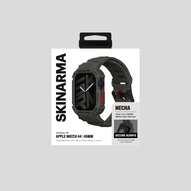 Apple Watch 44mm Skinarma Mecha 2in1 TPU Kasa Koruyucu + Silikon Kordon - 17