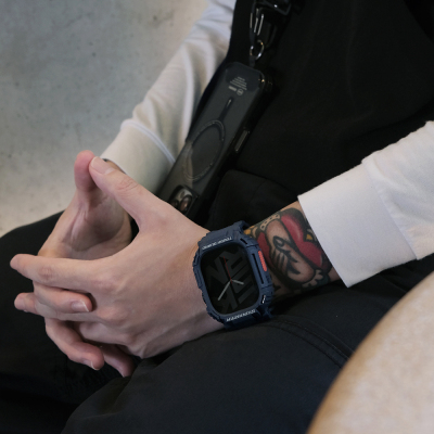 Apple Watch 44mm Skinarma Mecha 2in1 TPU Kasa Koruyucu + Silikon Kordon - 15