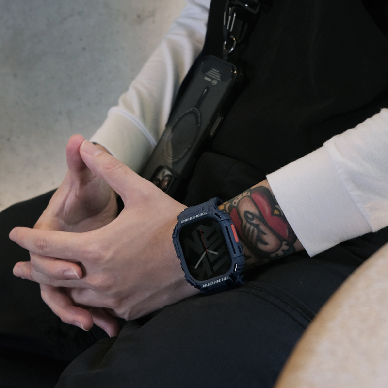 Apple Watch 44mm Skinarma Mecha 2in1 TPU Kasa Koruyucu + Silikon Kordon - 15