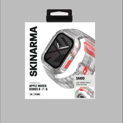 Apple Watch 44mm SkinArma Saido Sert PC Kasa Koruyuculu Silikon Kordon - 11