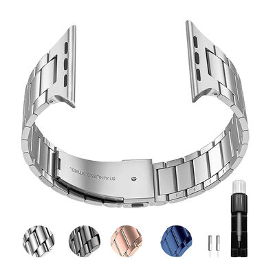 Apple Watch 44mm Wiwu Ultra Thin Steel Belt Three Beads Metal Band - 3