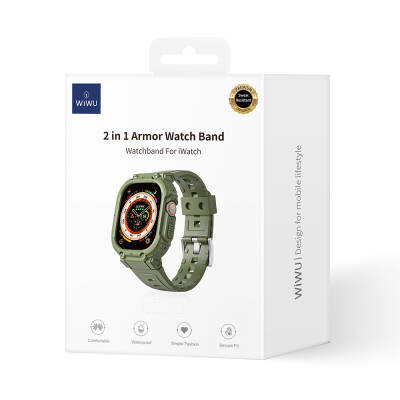 Apple Watch 44mm Wiwu Wi-WB014 Armor Serisi 2in1 Sert PC Kasa Koruyuculu Silikon Kordon - 4