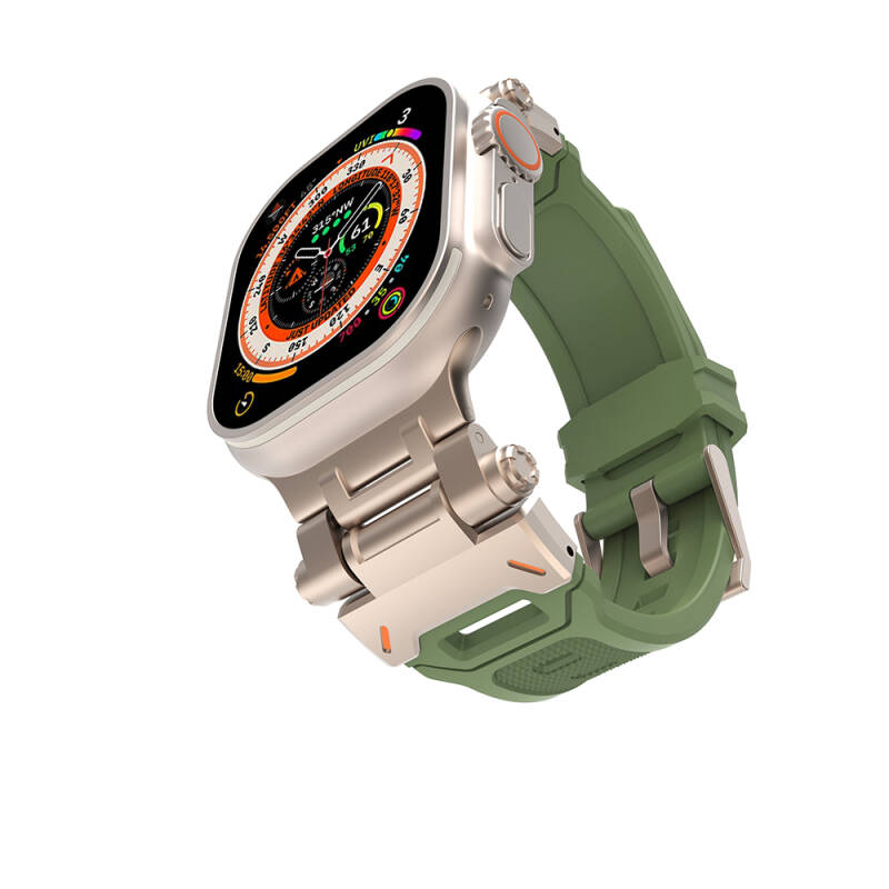 Apple Watch 44mm Zore KRD-108 Metal Başlıklı Silikon Kordon - 12