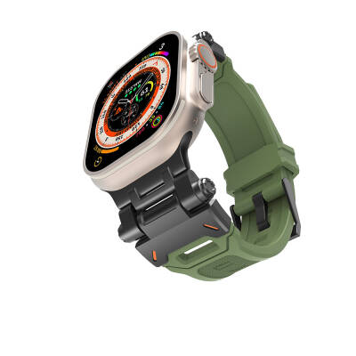 Apple Watch 44mm Zore KRD-108 Metal Başlıklı Silikon Kordon - 11