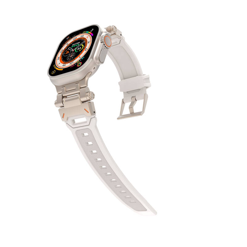 Apple Watch 44mm Zore KRD-108 Metal Başlıklı Silikon Kordon - 21