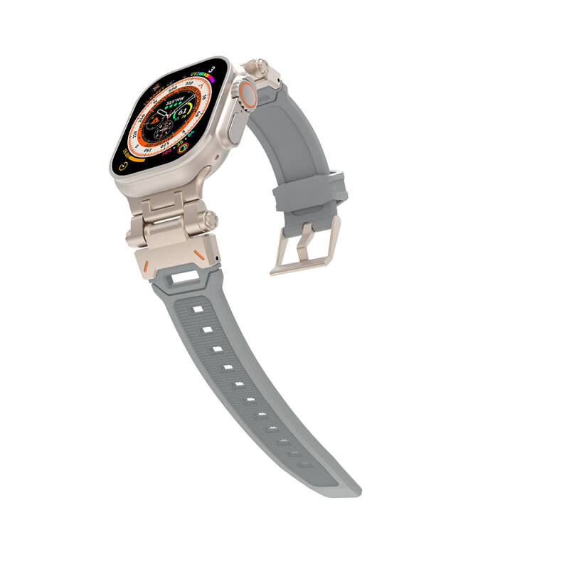 Apple Watch 44mm Zore KRD-108 Metal Başlıklı Silikon Kordon - 22