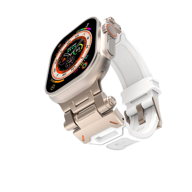 Apple Watch 44mm Zore KRD-108 Metal Başlıklı Silikon Kordon - 8