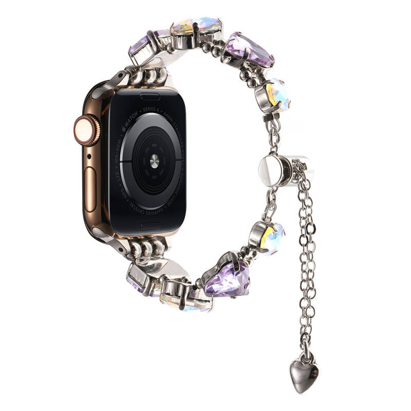 Apple Watch 44mm Zore KRD-115 Renkli Taş Tasarımlı Kordon - 4