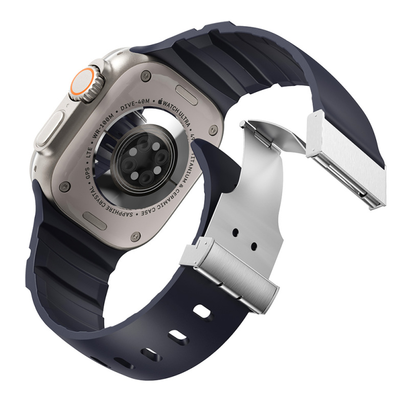 Apple Watch 44mm Zore KRD-145 Metal Tokalı Silikon Kordon - 22