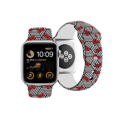 Apple Watch 7 41mm Hello Kitty Orjinal Lisanslı Fiyonklar & Çizgiler Silikon Kordon - 1