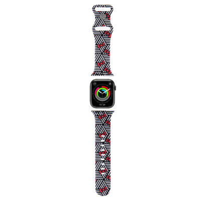 Apple Watch 7 41mm Hello Kitty Orjinal Lisanslı Fiyonklar & Çizgiler Silikon Kordon - 5