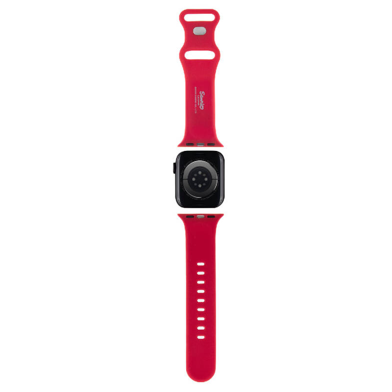 Apple Watch 7 41mm Hello Kitty Orjinal Lisanslı Yazı Logolu Fiyonk & Kitty Head Silikon Kordon - 3