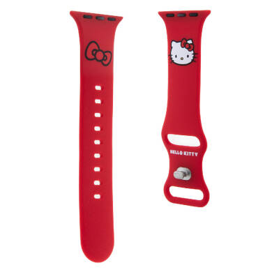Apple Watch 7 41mm Hello Kitty Orjinal Lisanslı Yazı Logolu Fiyonk & Kitty Head Silikon Kordon - 4